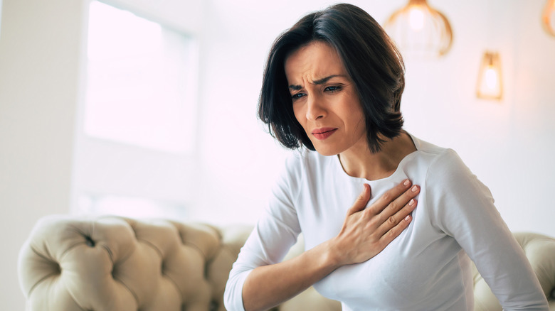 woman with chest pain