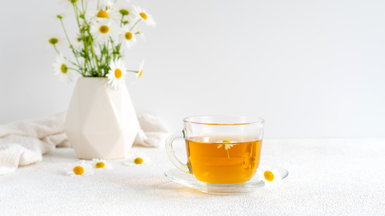 pot of chamomile tea
