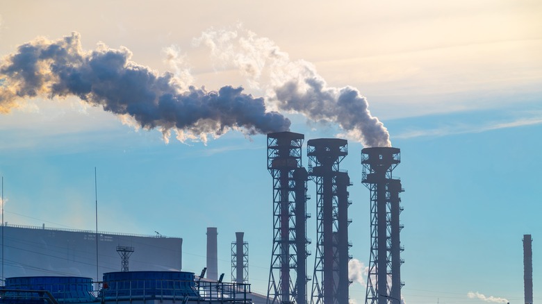 power plant towers pumping smoke