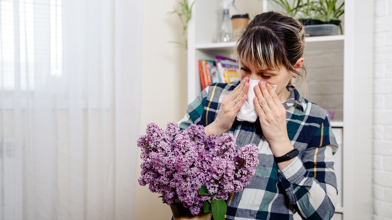 A woman has seasonal allergies