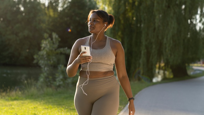 Woman exercising outdoors