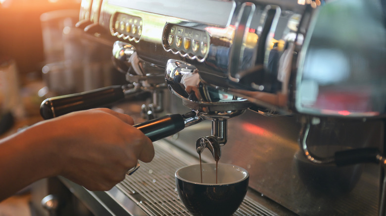 Coffee machine making espresso