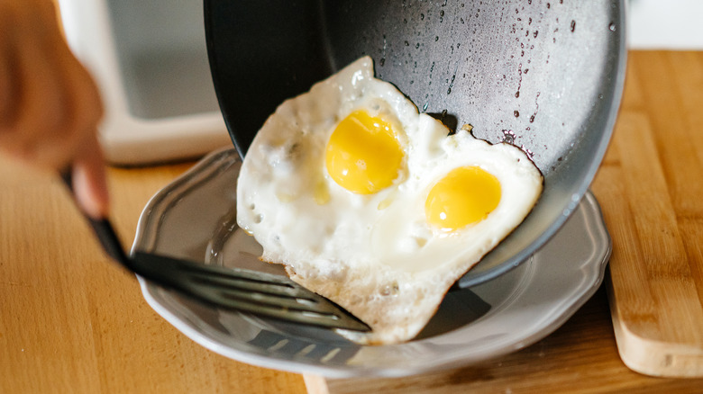 Fried eggs in a pan