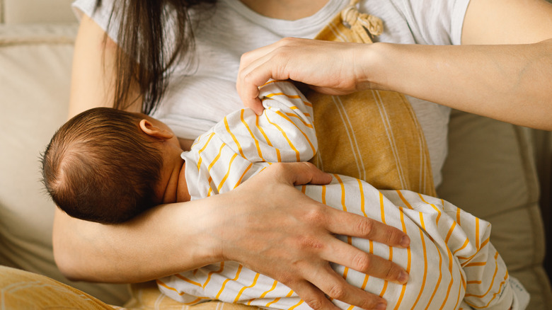 Newborn baby nursing