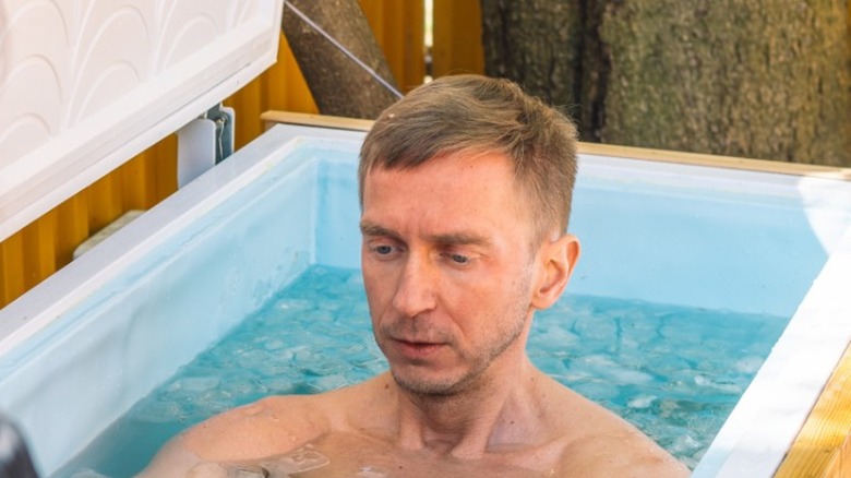man in an ice bath 