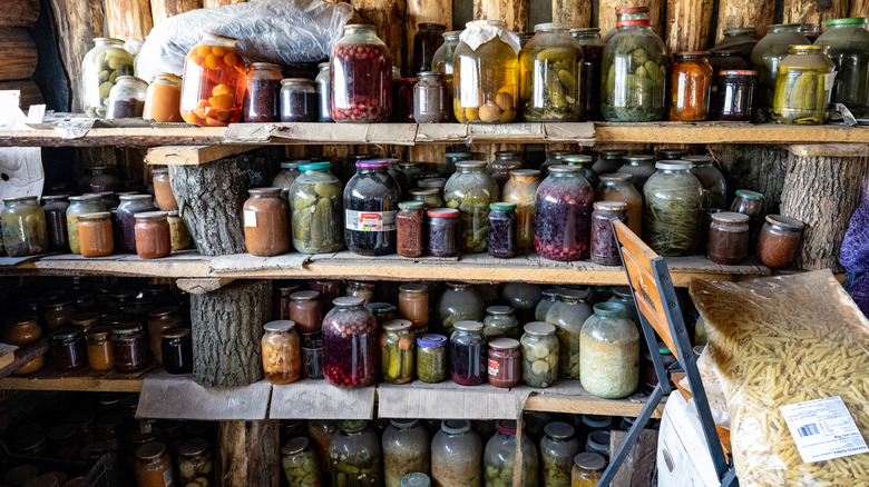 Food stored on a shelf