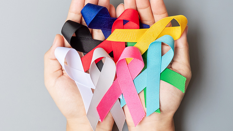 variety of colors of cancer ribbons