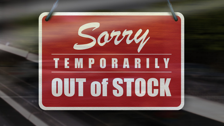 temporarily out of stock sign