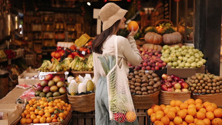 Woman shopping at farmers' market