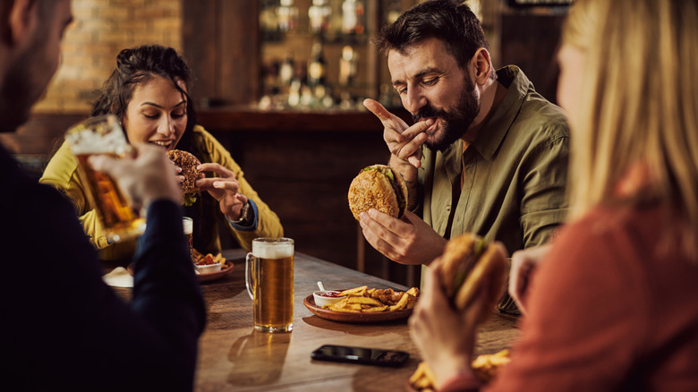 friends eating and drinking