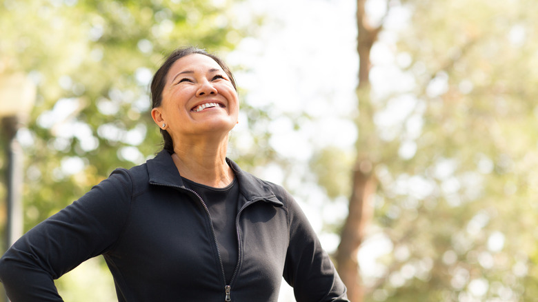 Woman exercising outside 