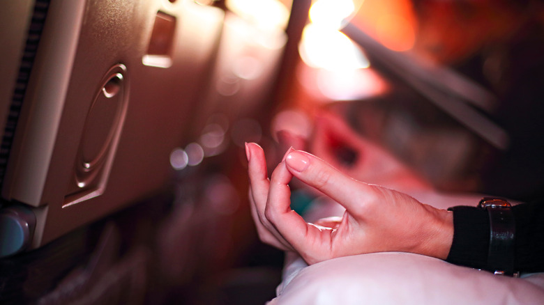 woman doing yoga plane