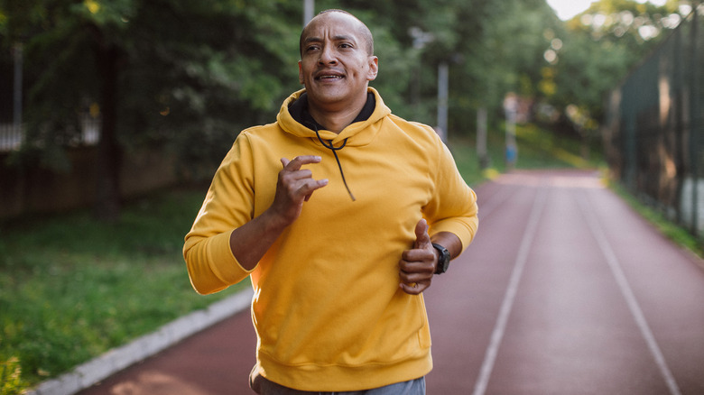 Man running on path