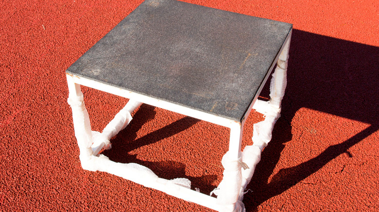 close-up of plyometric box