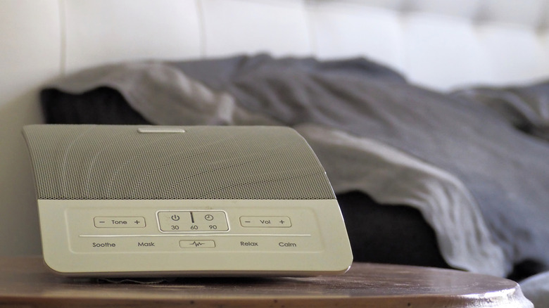 White noise machine on table