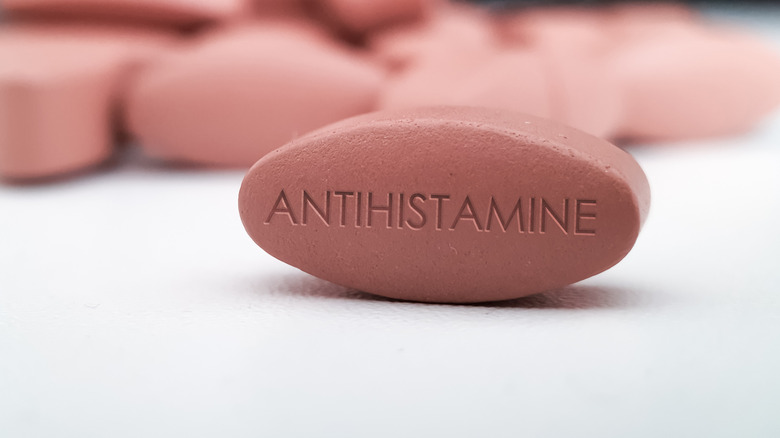 Red antihistamine tablets
