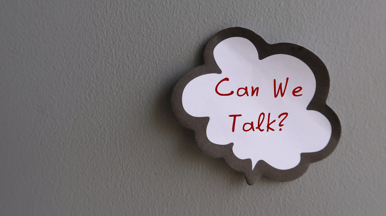 speech bubble "Can we talk?"