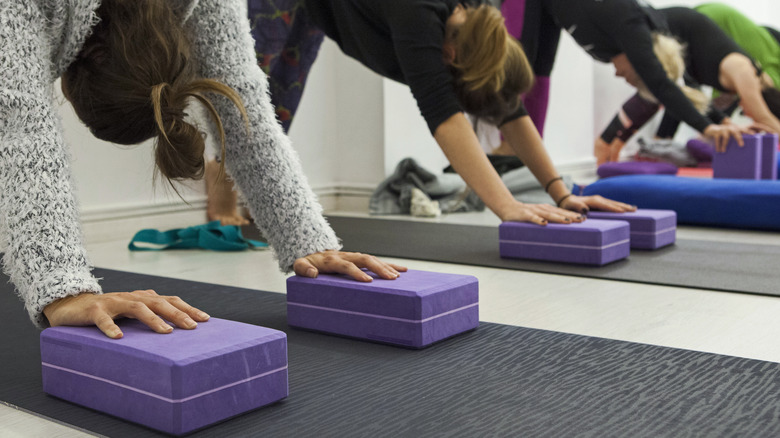 using blocks in downward facing dog