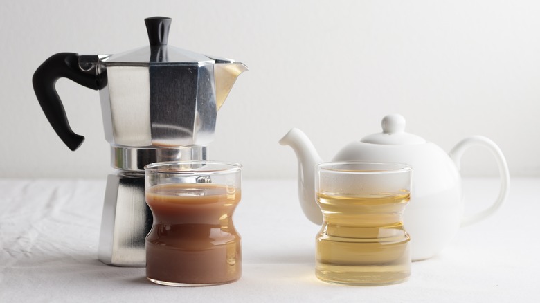 coffee vs green tea concept