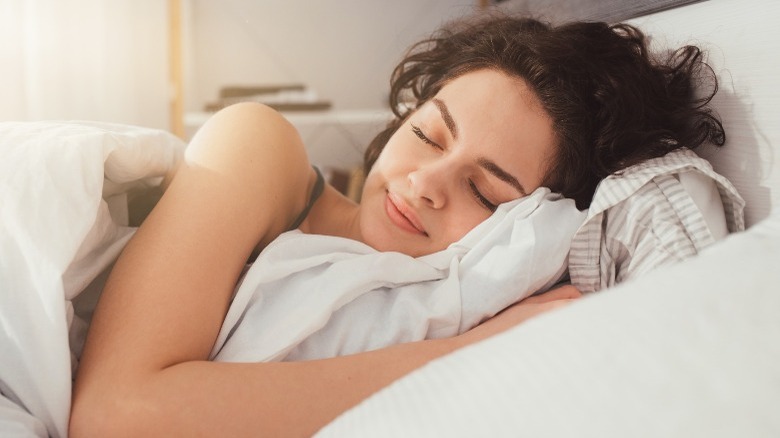 Woman getting restful sleep