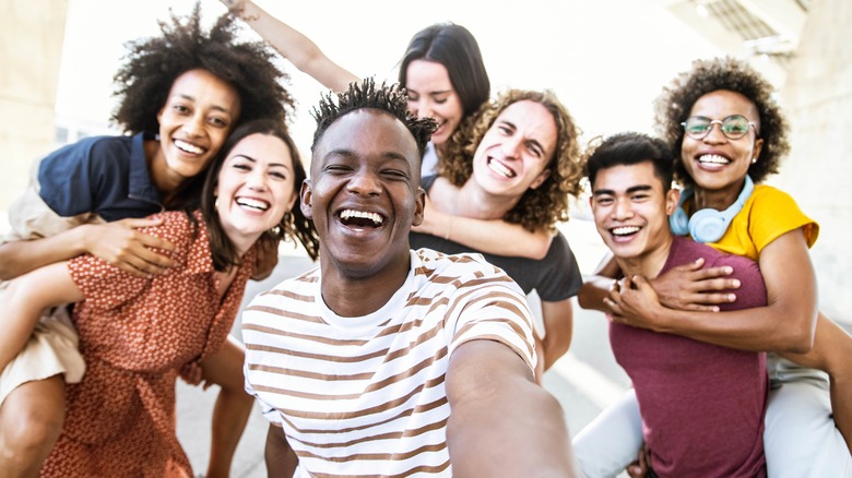 Group of friends smiling at camera