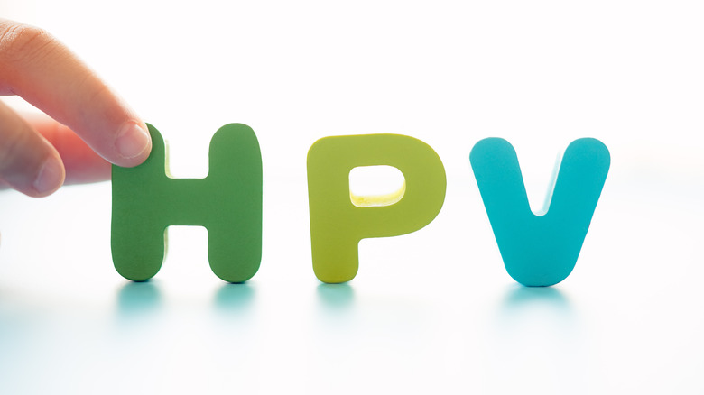 Multicolor letters spelling HPV.