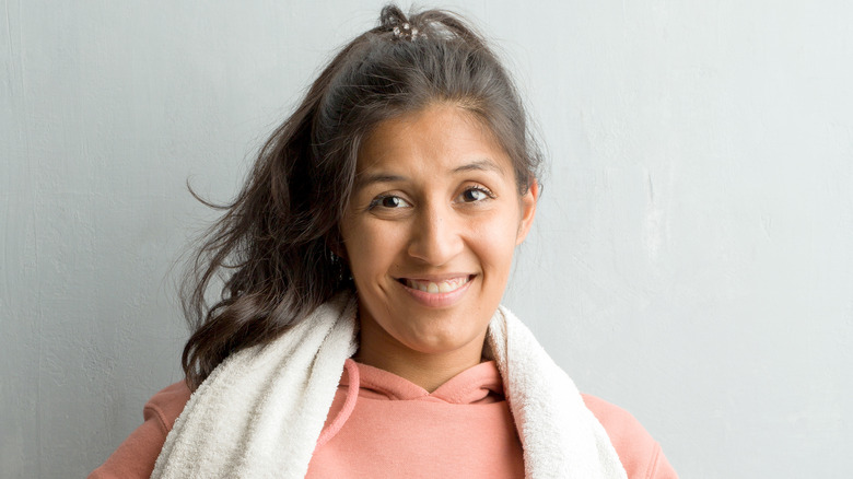 woman with towel