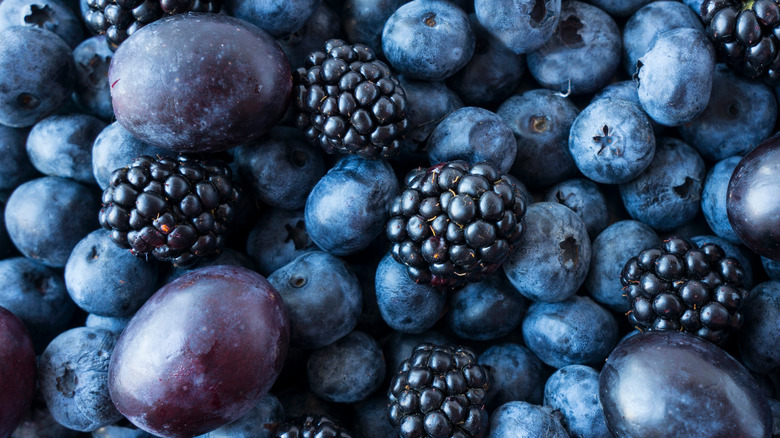 blueberries and blackberries