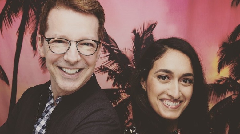 Picture of a TV screen playing a segment of "The Today Show" featuring Priyanka and Sean Hayes