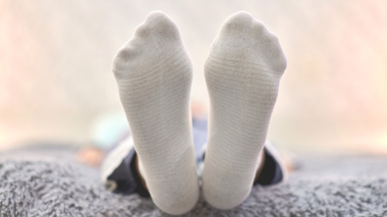close up of feet propped up