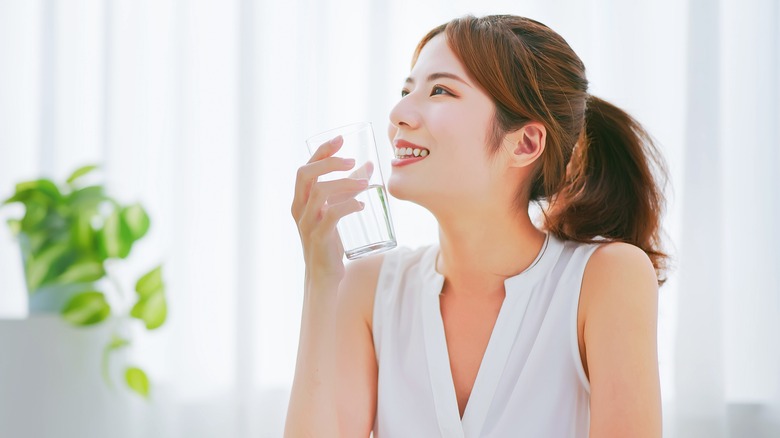 Woman drinking water