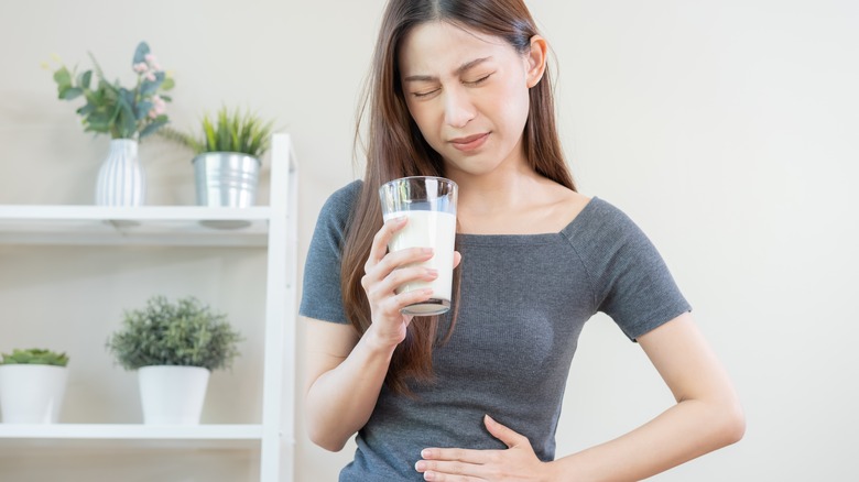 woman with lactose intolerance