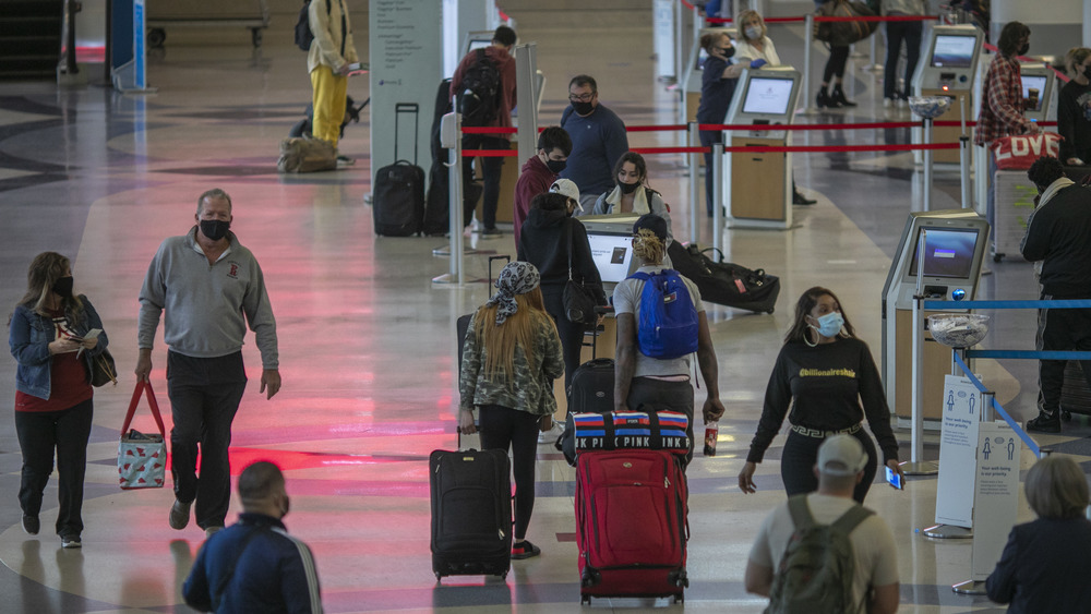 Airport travelers over the Thanksgiving holiday