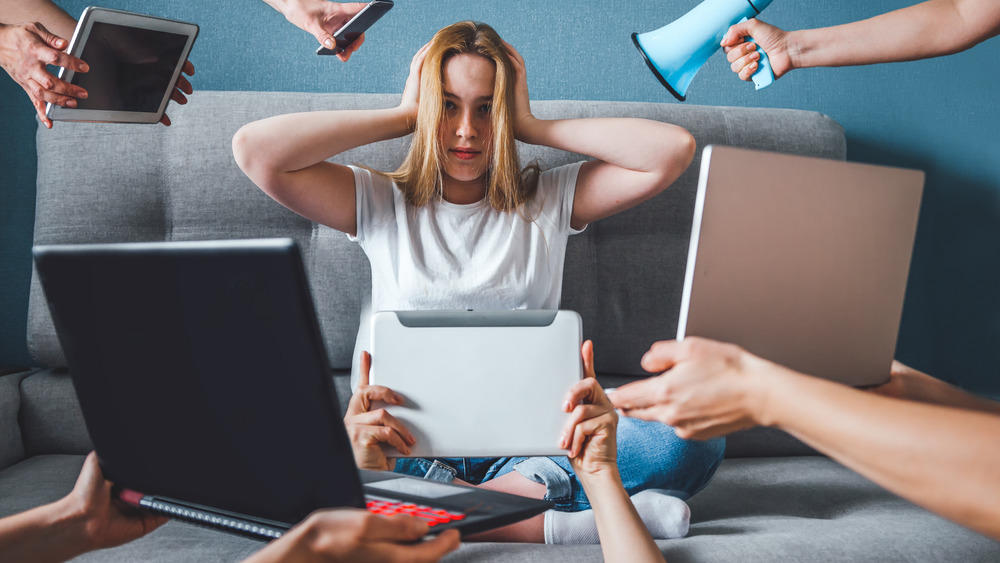 woman stressed from work