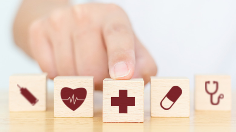 small cubes with engraved medical images