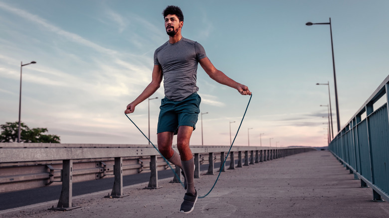 man jumping rope