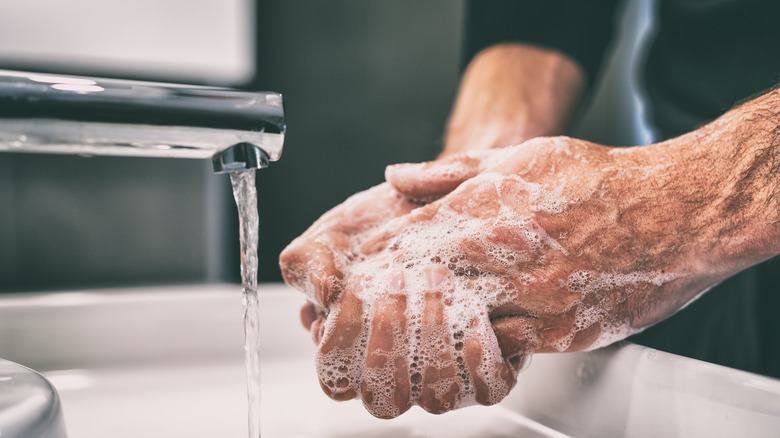 washing hands