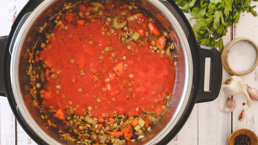 Instant Pot of lentil soup