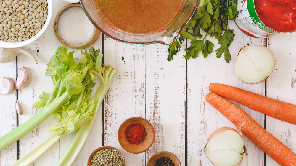 ingredients for lentil soup