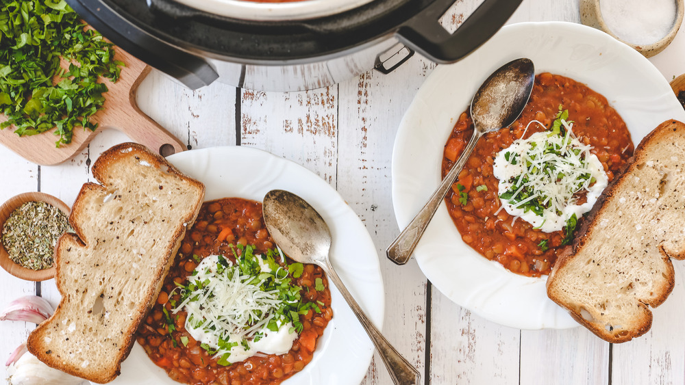 two bowls of lentil soup