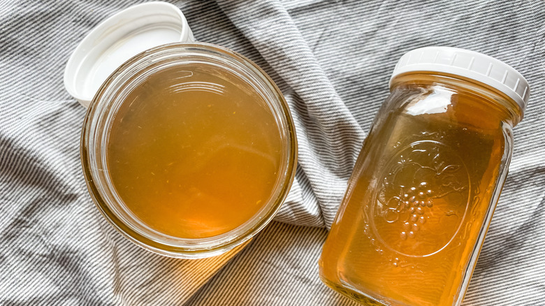 vegetable broth in jars