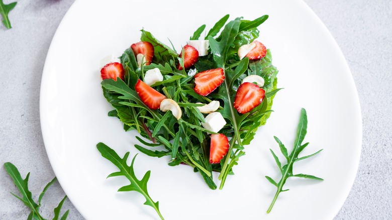 heart shaped salad with arugula