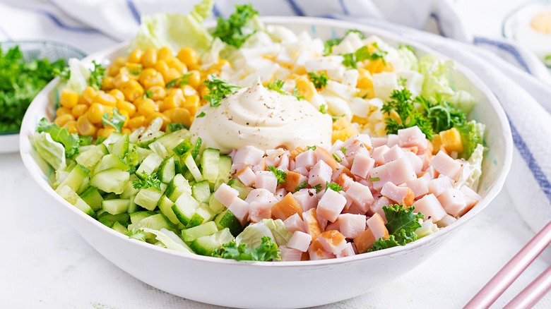corn as a topping on salad