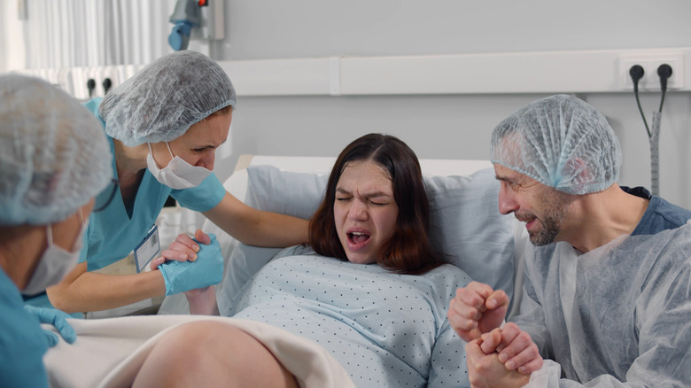 Woman in labor at hospital 