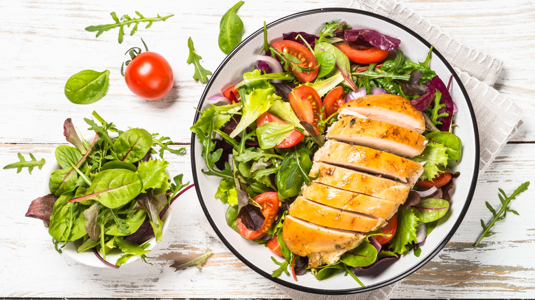 Chicken breast in a salad