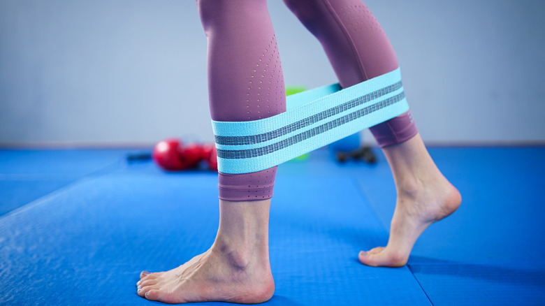 Resistance band around legs