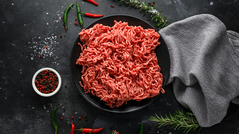 a plate of ground beef