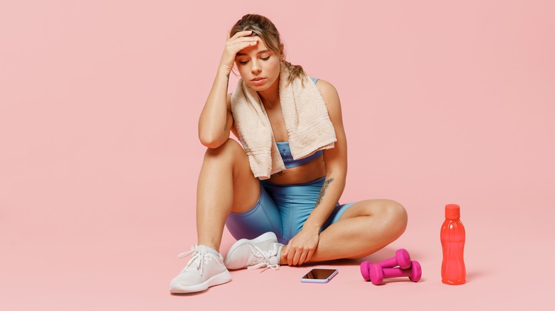 Woman tired from working out