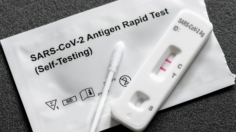 Rapid COVID-19 antibody test showing positive test result