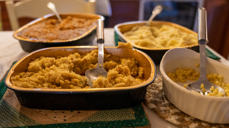 leftover casseroles on counter